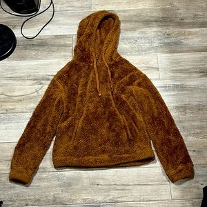 Brown bear furry brown hoodie. Size XS.